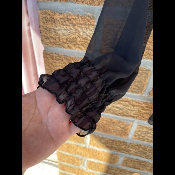 Patterson J. KincaidBlack Semi Sheer Blouse Xs - Picture 7 of 8